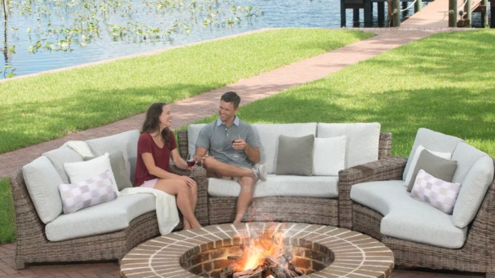 Ebel Outdoor Furniture Avallon 5pc Curved Sofa Sectional with Armrest Wedge