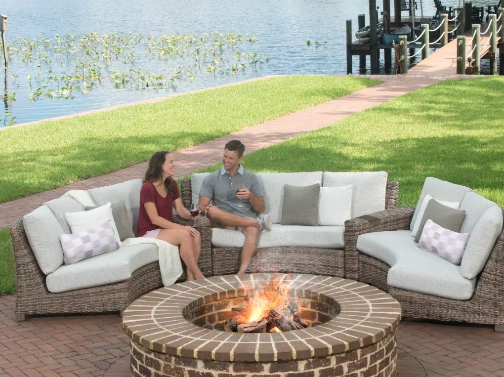 Ebel Outdoor Furniture Avallon 5pc Curved Sofa Sectional with Armrest Wedge